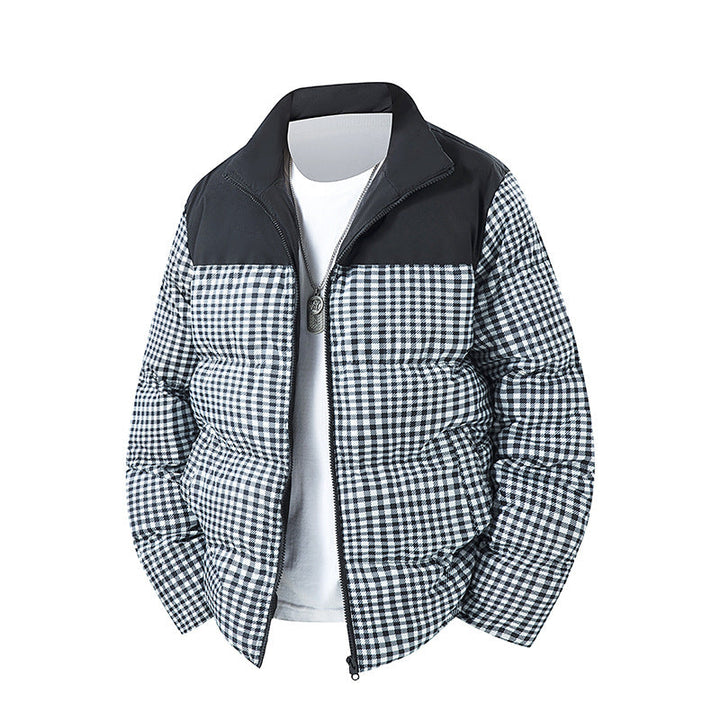 Herren Karierte Kurze Steppjacke mit Taschen