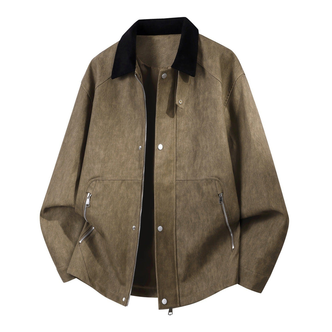 Herren Oversized Harringtonjacke mit Cordkragen und Zwei-Wege-Reißverschluss