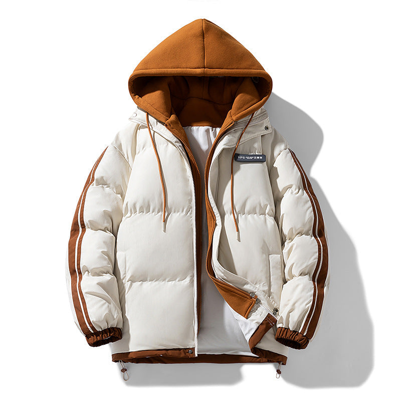 Parka acolchoado para homem com capuz interior e fecho de correr bidirecional