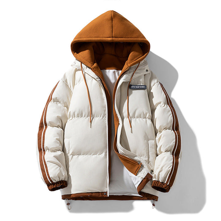 Parka acolchoado para homem com capuz interior e fecho de correr bidirecional