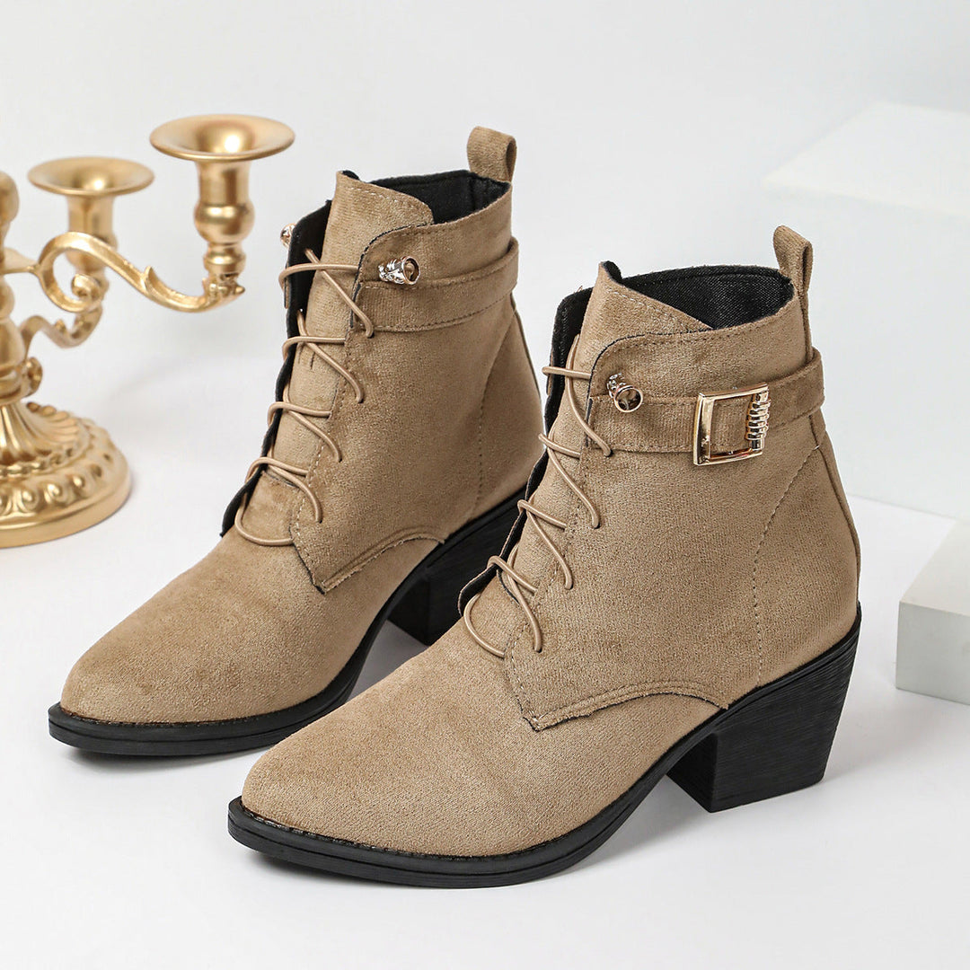 Damen Schnür-Stiefeletten mit Blockabsatz und hohem Tragekomfort