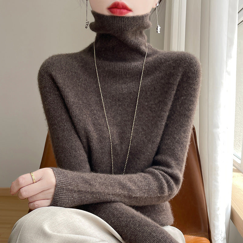 Jersey de cuello alto entallado para mujer