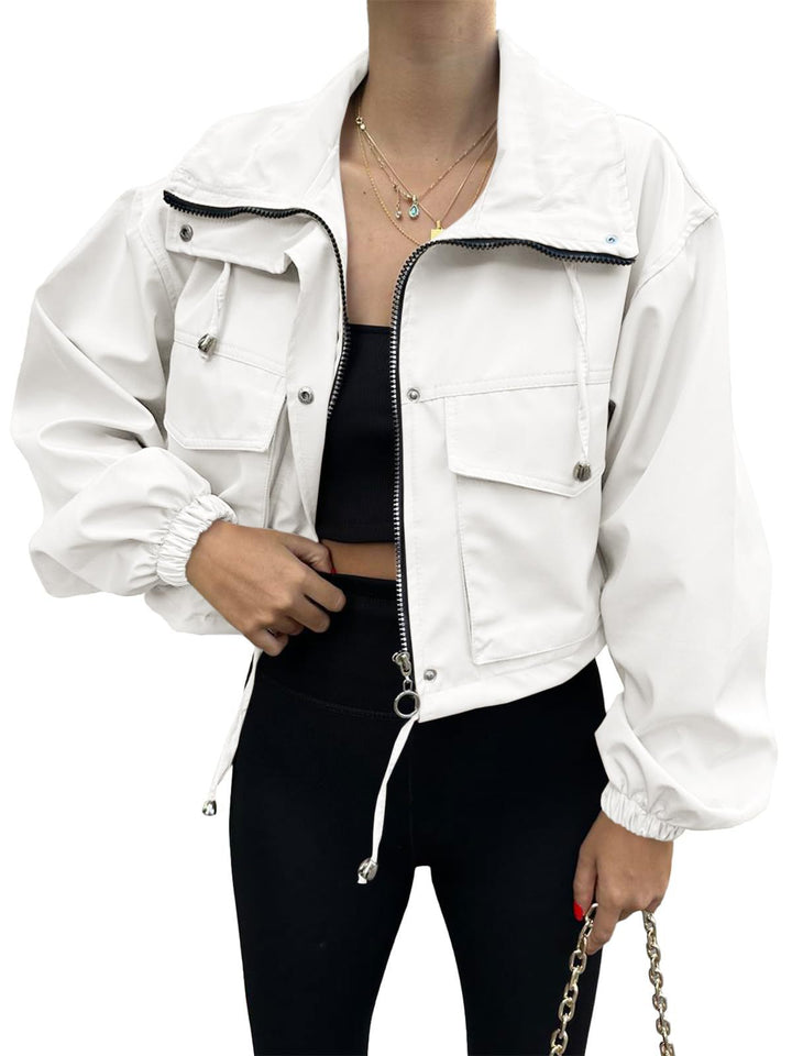 Damen Kurzjacke mit Kordelzug und elastischen Bündchen
