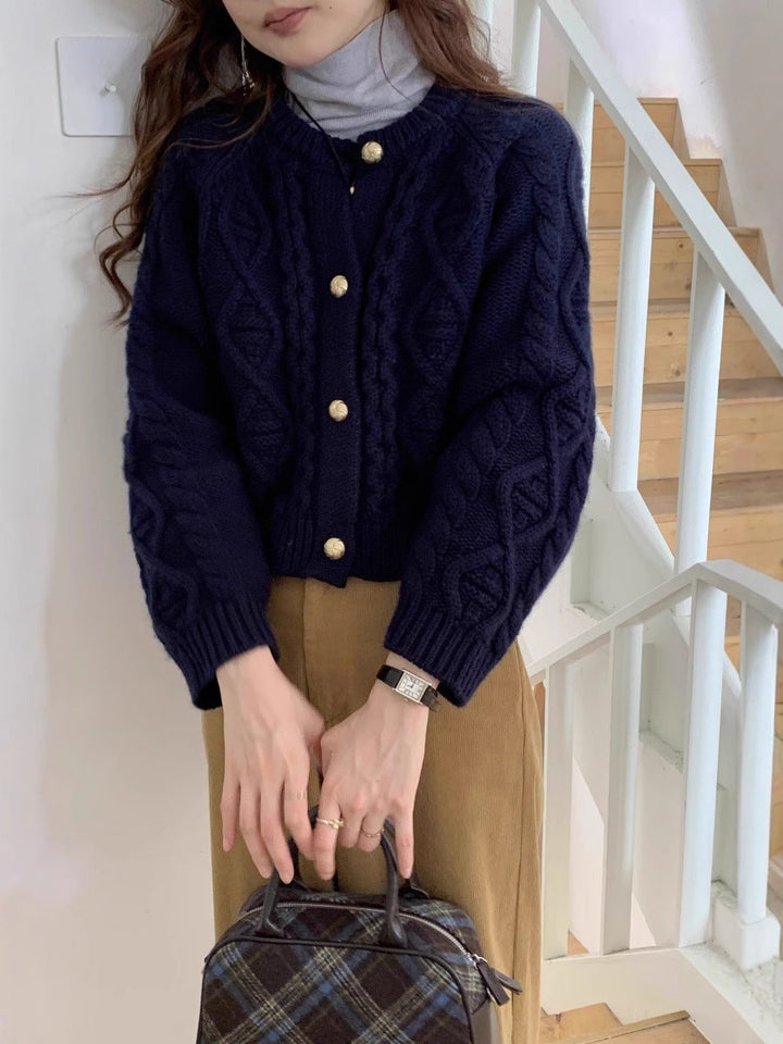 Damen Cardigan mit Rundhalsausschnitt und langen Ärmeln