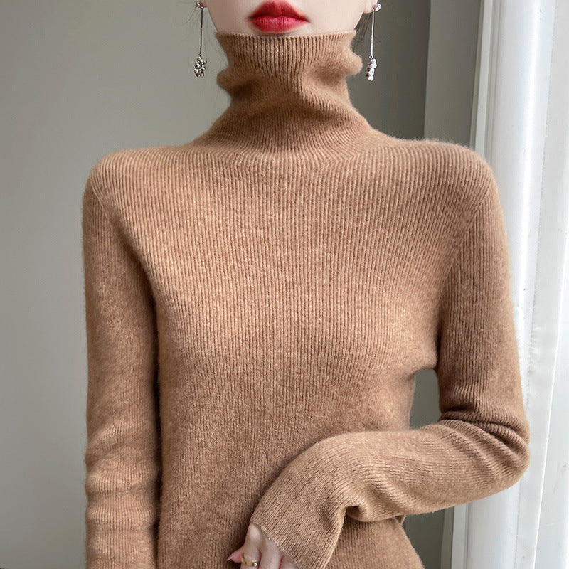 Jersey de cuello alto entallado para mujer
