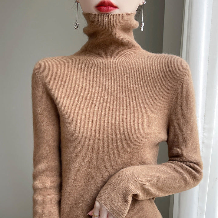 Jersey de cuello alto entallado para mujer