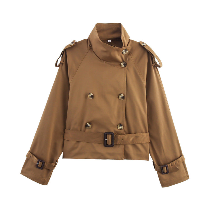 Chaqueta trench de mujer con cinturón y doble botonadura