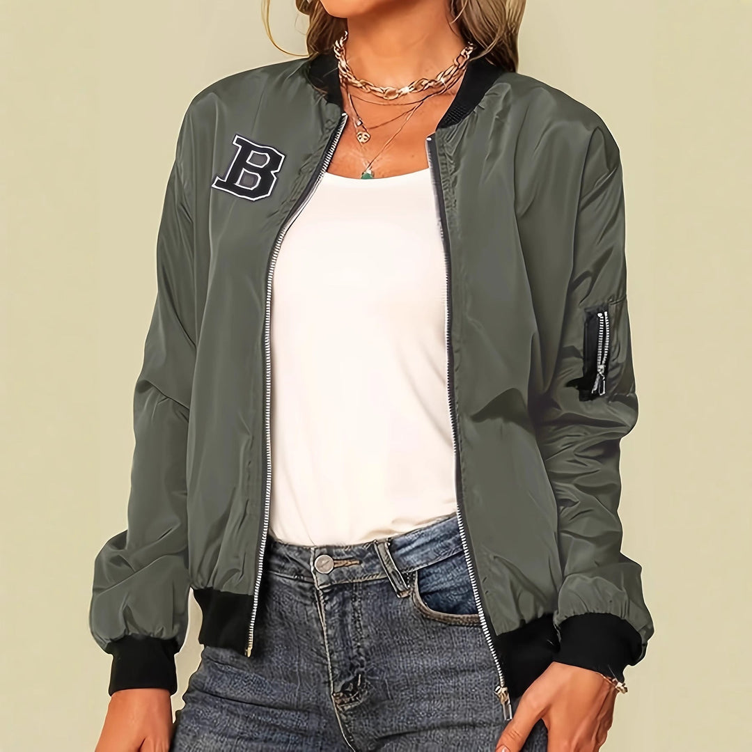 Blouson bomber pour femme avec poches pratiques et fermeture éclair