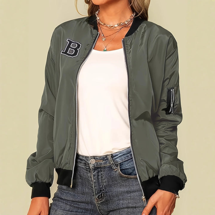 Blouson bomber pour femme avec poches pratiques et fermeture éclair