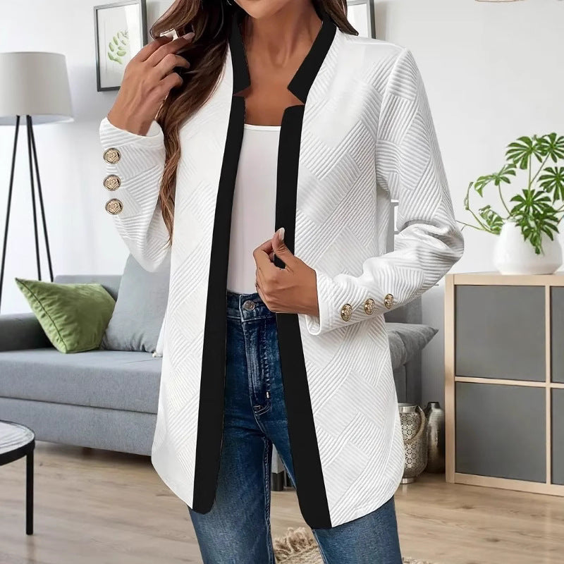 Chaqueta blazer de mujer con corte entallado y cuello en contraste