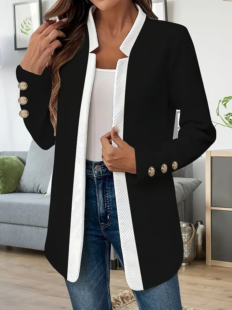 Chaqueta blazer de mujer con corte entallado y cuello en contraste