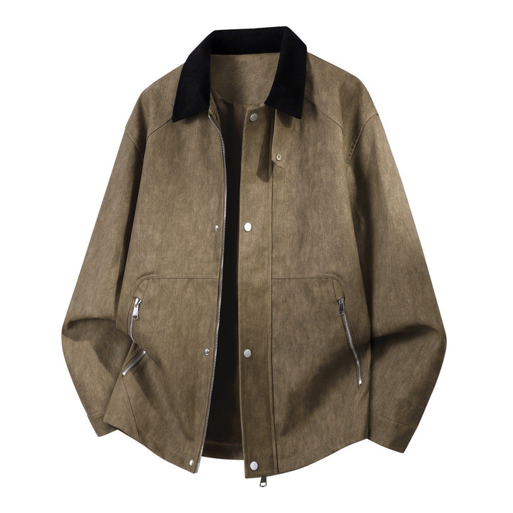 Herren Oversized Harringtonjacke mit Cordkragen und Zwei-Wege-Reißverschluss