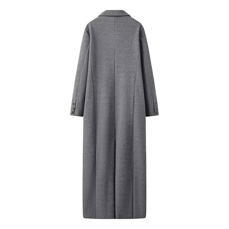 Manteau maxi oversize pour femme à manches longues avec poches