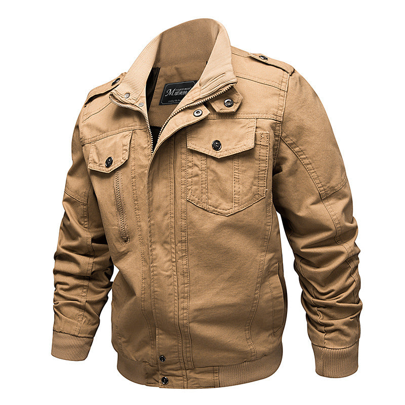Ανδρικό ανθεκτικό field jacket από καμβά με όρθιο γιακά και πολυλειτουργικές τσέπες