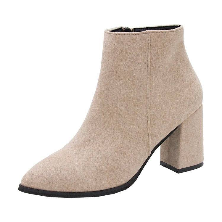 Damen Stiefeletten mit blockierendem Absatz und Reißverschluss