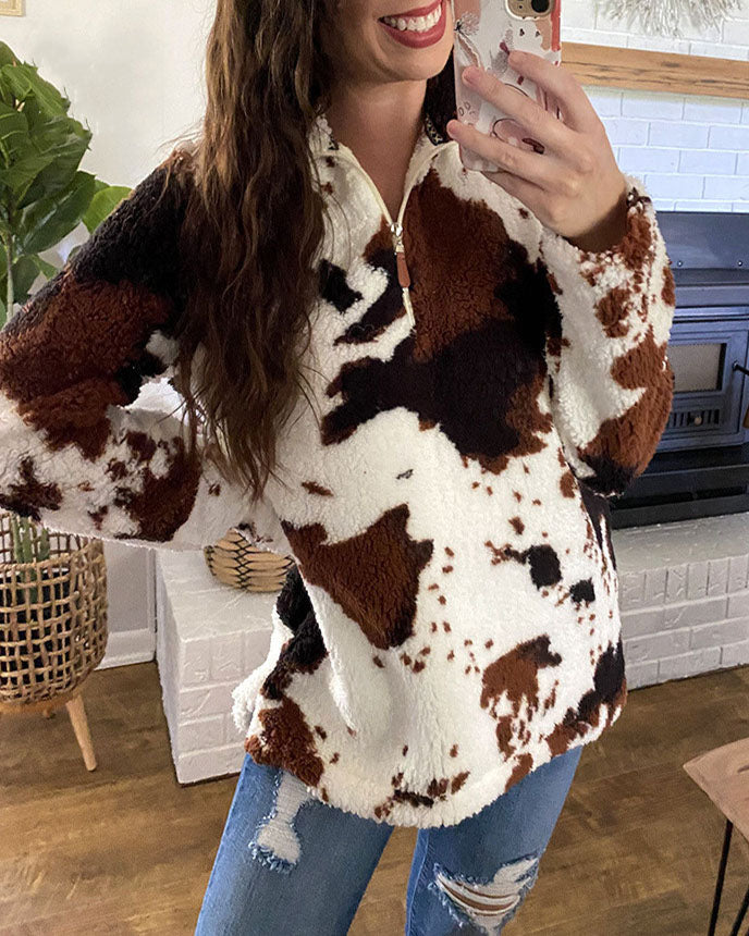 Damen Pullover mit Reißverschluss und langen Ärmeln