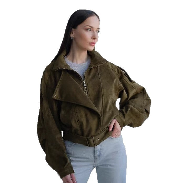 Damen Kurzjacke mit asymmetrischem Reißverschluss und tailliertem Schnitt