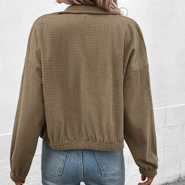 Damen Cropped Langarmjacke mit Taschen