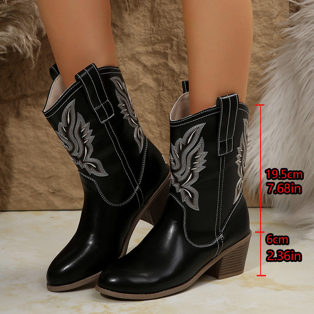 Stivaletto western da donna con tacco largo