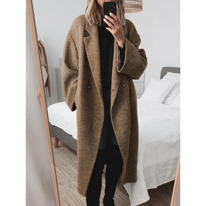 Damen Oversize-Mantel mit Revers und doppelter Knopfleiste