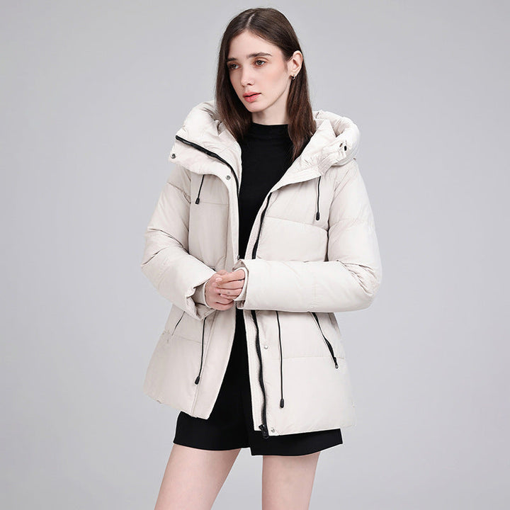 Parka da donna imbottito con cappuccio, coulisse regolabile in vita e polsini a coste