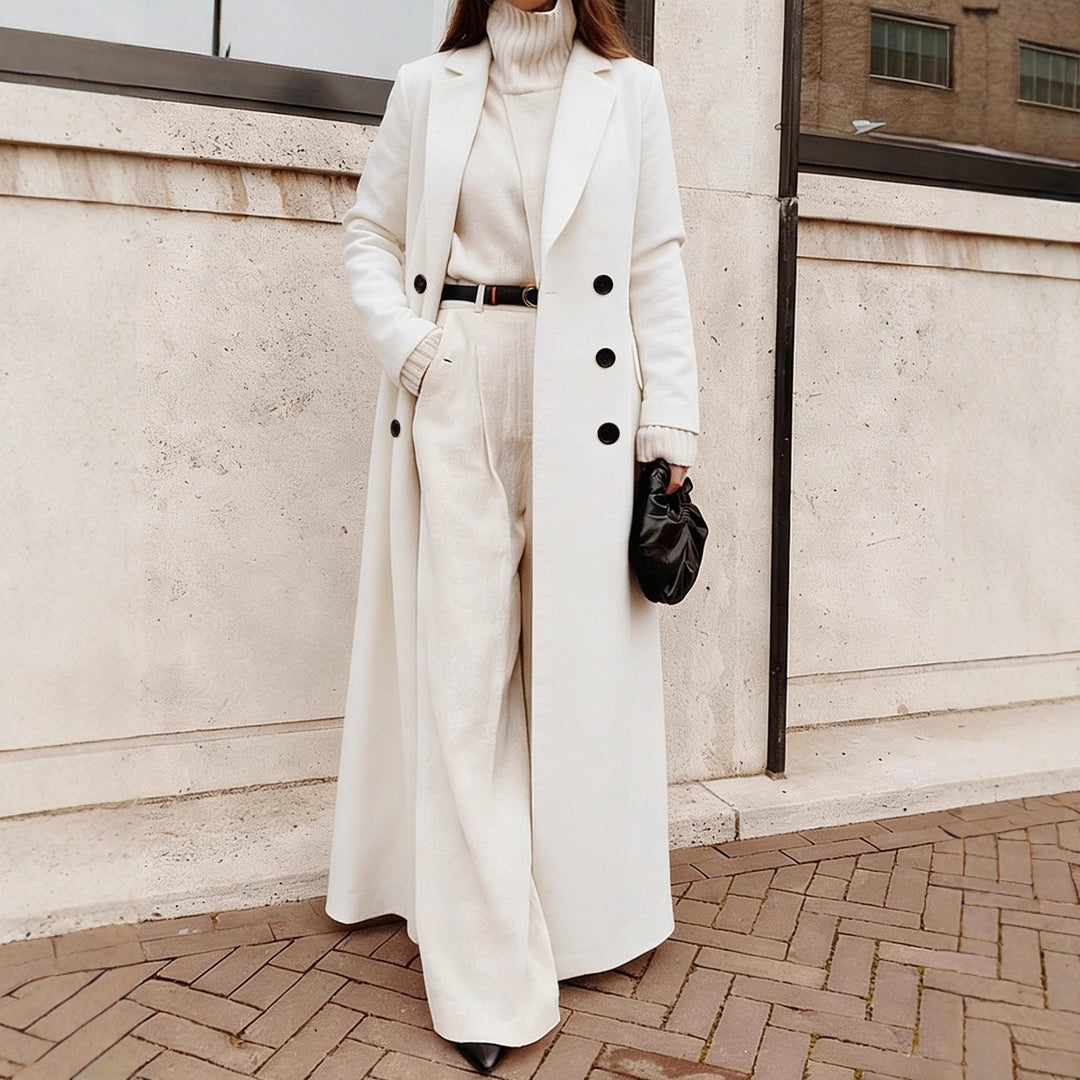 Cappotto lungo da donna a maniche lunghe con tasche