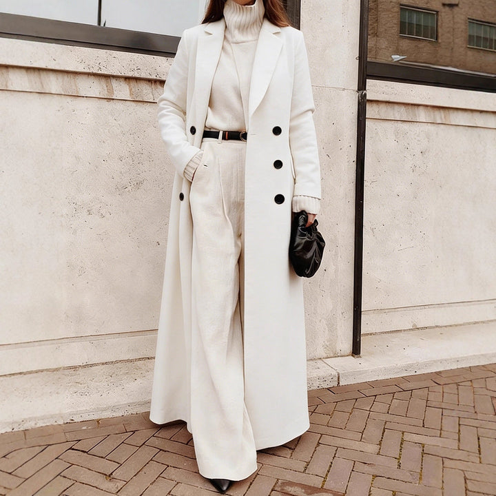 Cappotto lungo da donna a maniche lunghe con tasche