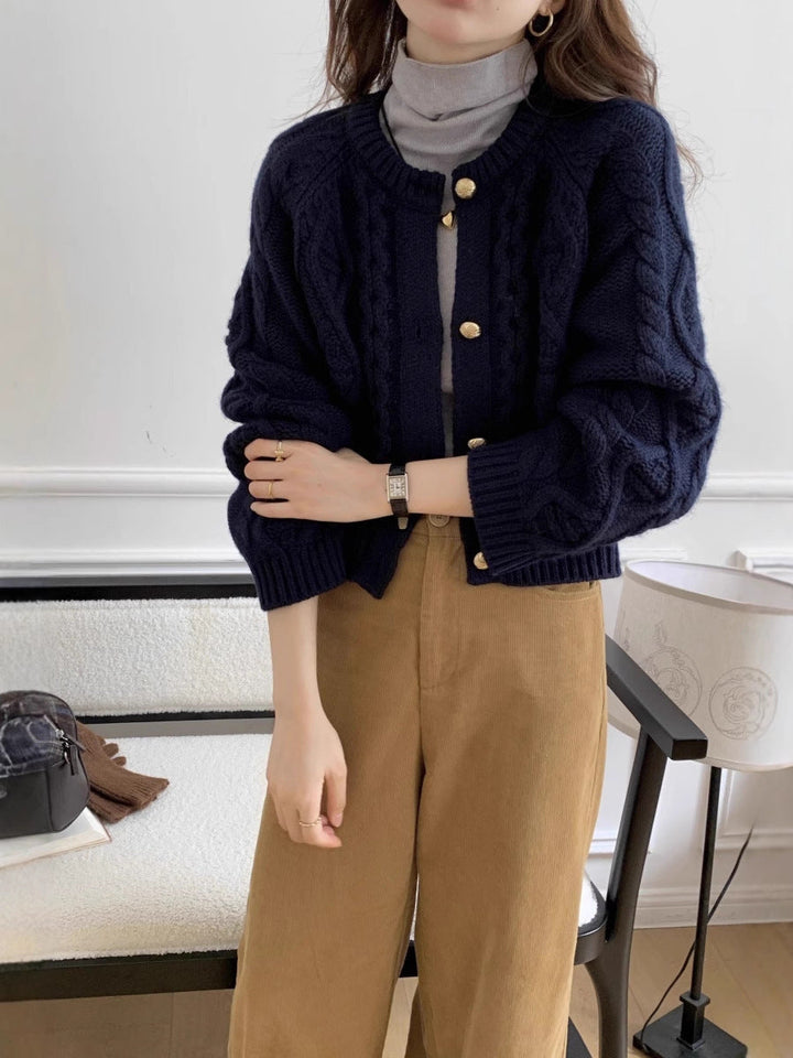 Damen Cardigan mit Rundhalsausschnitt und langen Ärmeln