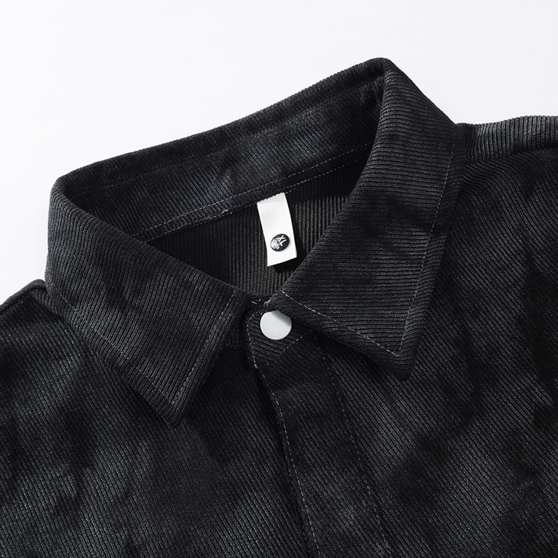 Sobrecamisa oversized de homem com efeito lavado a ácido e fecho de botões de pressão