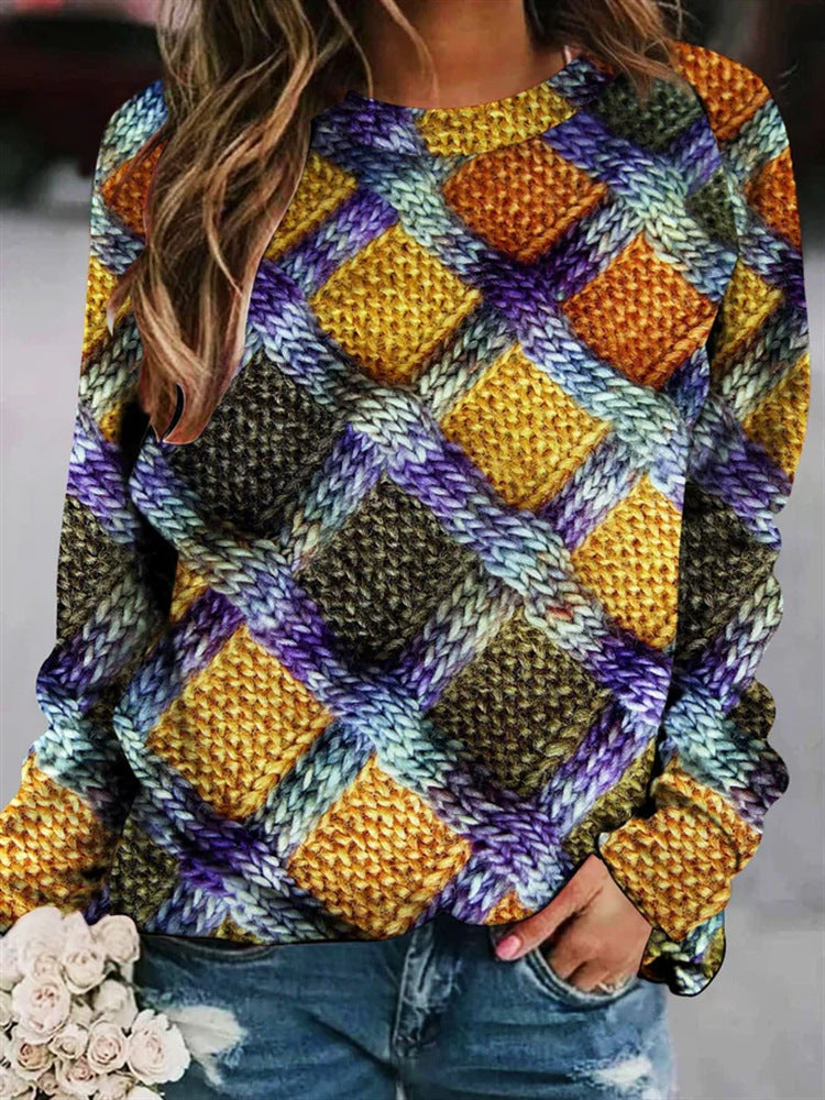 Pullover da donna con scollo rotondo e maniche lunghe