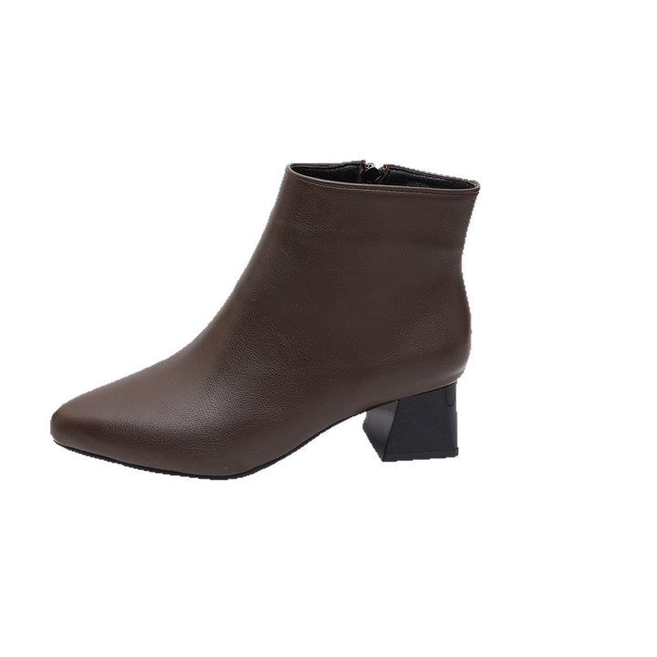 Bottines pour femmes à talon carré et fermeture éclair
