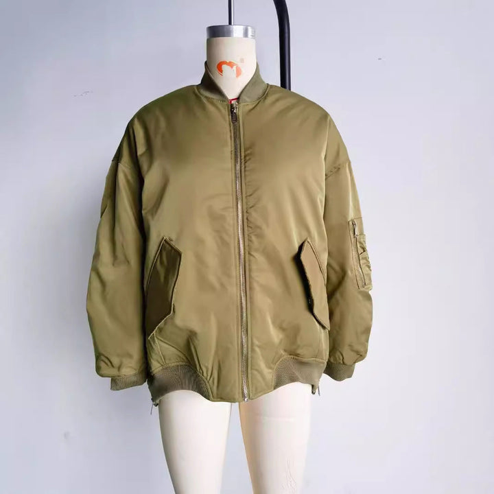 Damen Oversized Bomberjacke mit Taschen