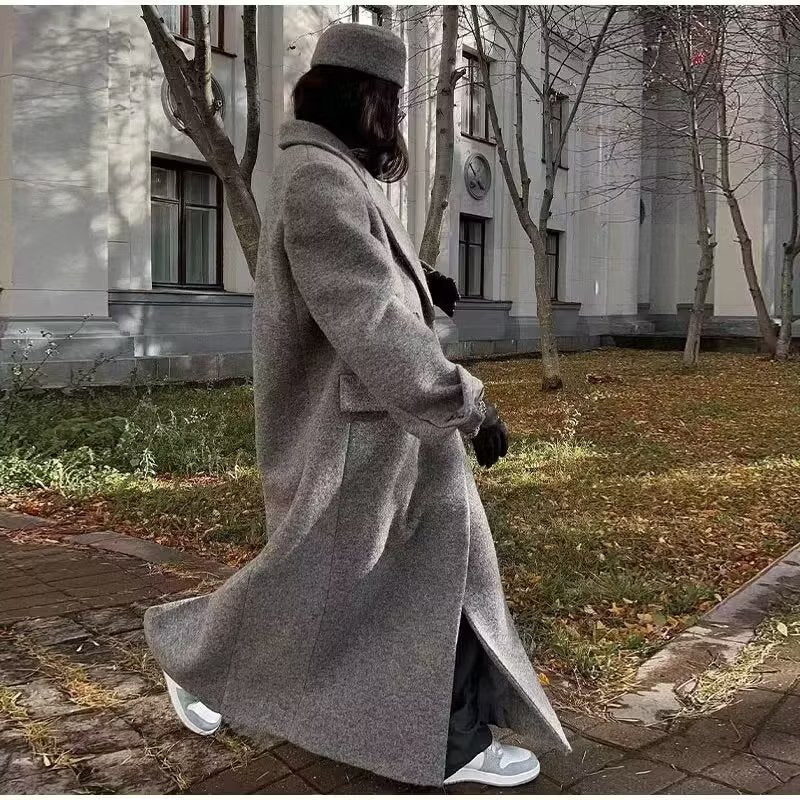 Manteau maxi oversize pour femme à manches longues avec poches