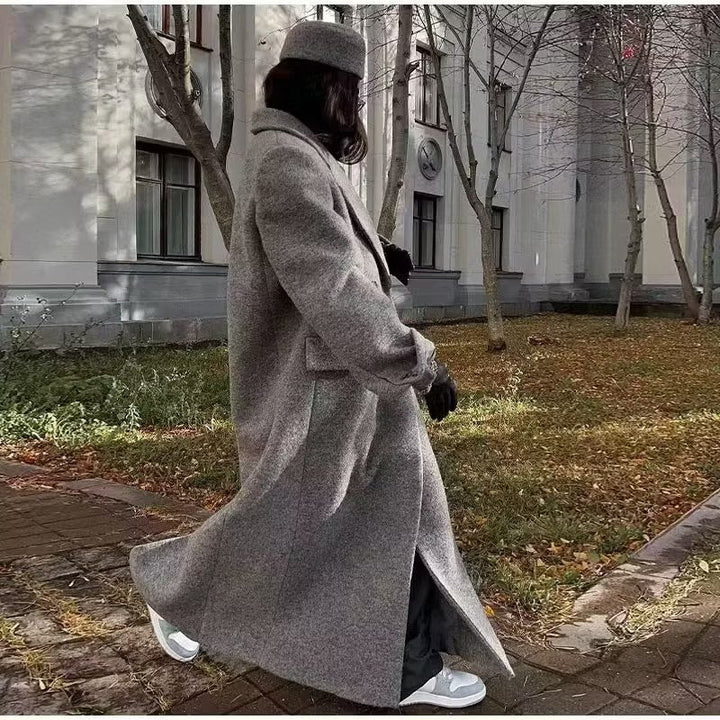 Manteau maxi oversize pour femme à manches longues avec poches