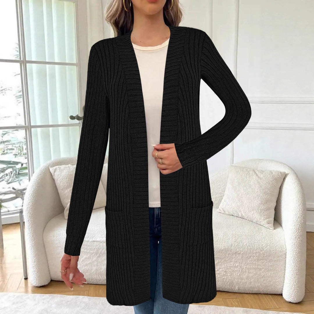 Cardigan lungo da donna a maniche lunghe con tasche
