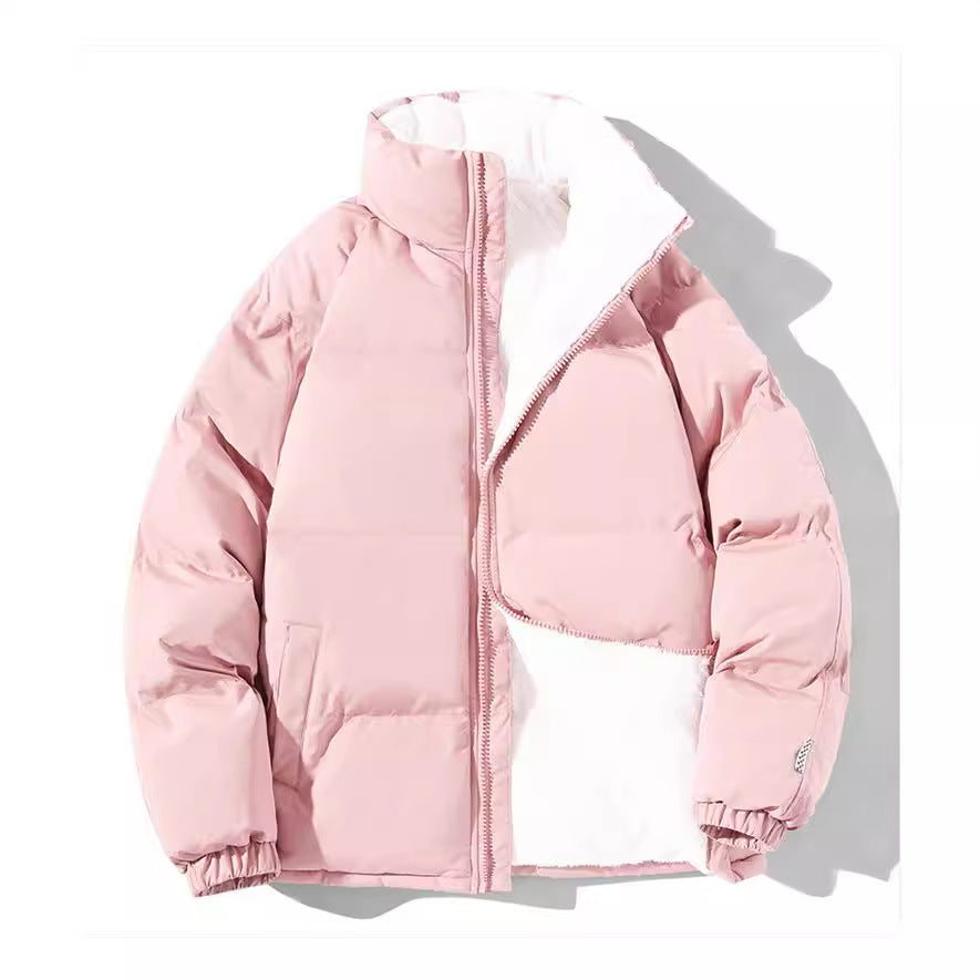 Damen gesteppte Thermo-Bomberjacke mit Teddyfutter und hohem Stehkragen