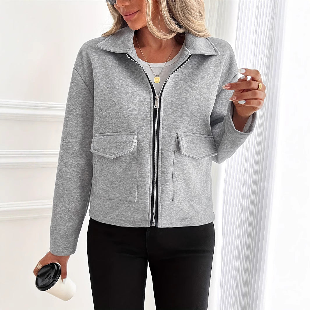 Damen Fleecejacke mit Reißverschluss und Klappentaschen