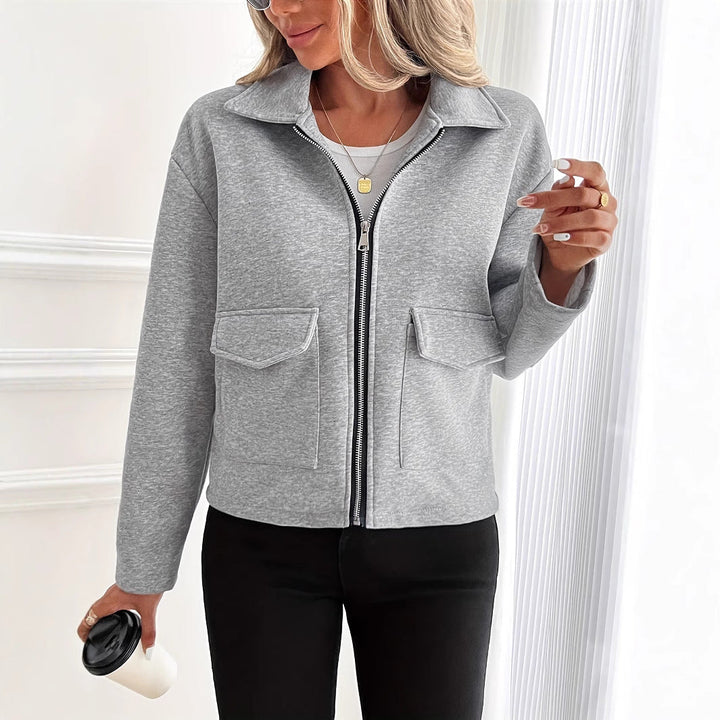 Damen Fleecejacke mit Reißverschluss und Klappentaschen