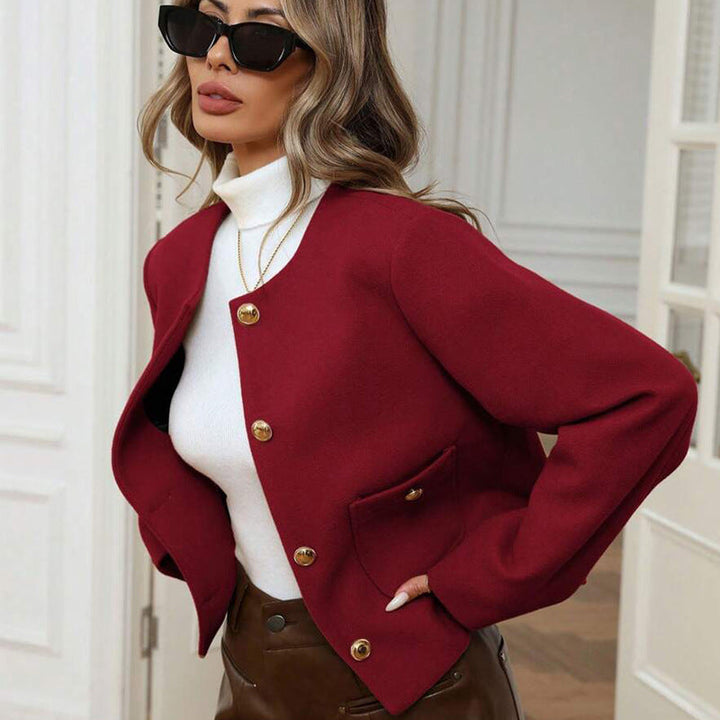 Damen Jacke mit Goldknöpfen und seitlichen Taschen