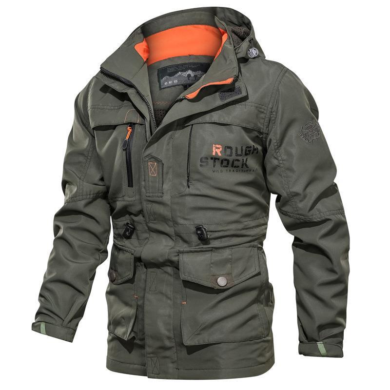 Herren Feldparka mit Kapuze, Taschen und Tunnelzug