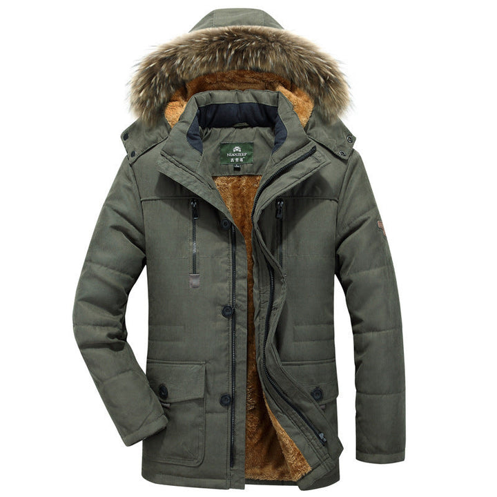 Herren Winterparka mit Kapuze, Knöpfen und Taschen