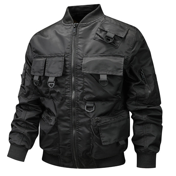 Men's bomber jacket with modular pockets and D-ring details