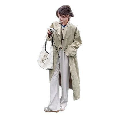 Damen Oversize-Trenchcoat mit Cape-Rücken und Tunnelzug in der Taille