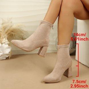 Damen Stiefeletten mit Blockabsatz und weichem Innenfutter