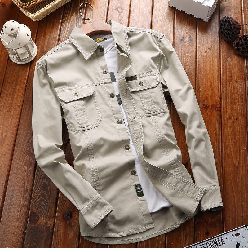 Herren Canvas-Overshirt mit Klappbrusttaschen und verstärkten Nähten