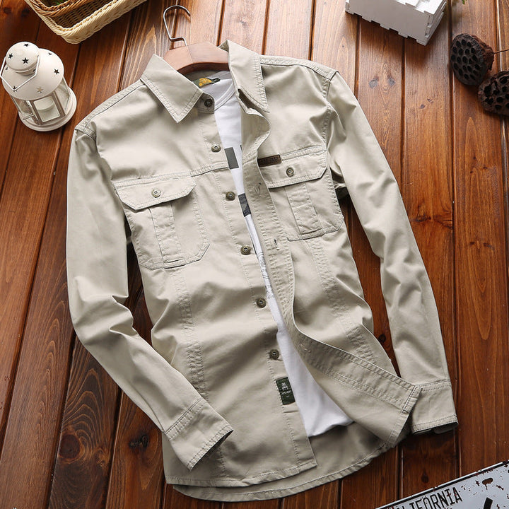 Herren Canvas-Overshirt mit Klappbrusttaschen und verstärkten Nähten