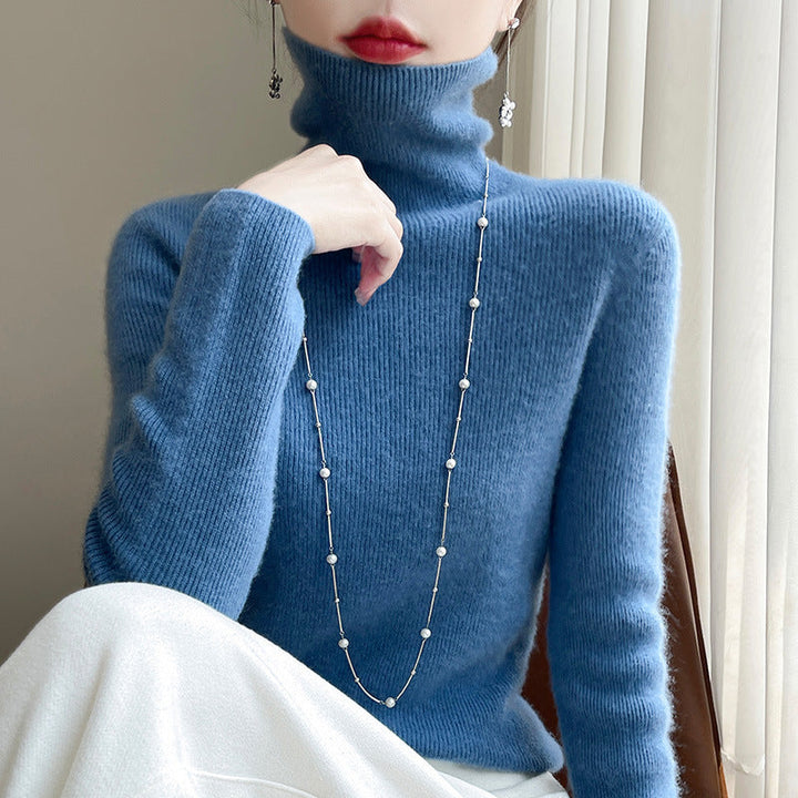 Jersey de cuello alto entallado para mujer