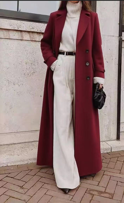 Cappotto lungo da donna a maniche lunghe con tasche
