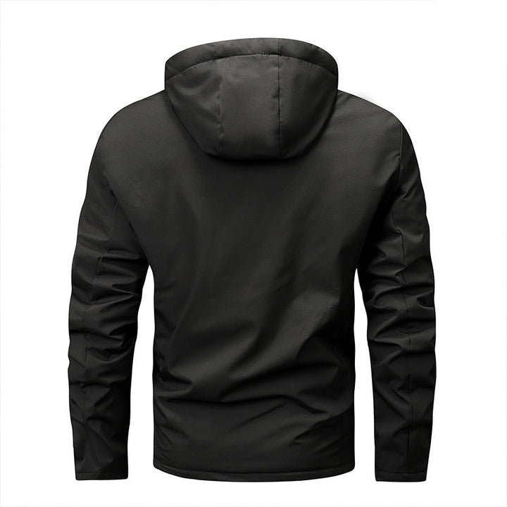 Herren winddichte Softshelljacke mit verstellbarer Kapuze und Fleece-Innenfutter