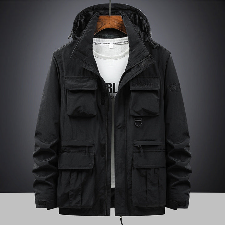 Herren multifunktionale Fieldjacke mit Kapuze und Taschen
